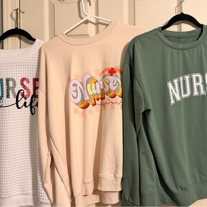 3 Colorful Nurse Sweatshirts Set